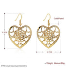 Yellow Gold Platium Plated Earrings Heart Chadelier Fish Hook Clasp L631