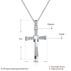 Rose Gold Platinum Plated Necklace Pendant Cross Zirconia 28 Inches 1.5MM B88