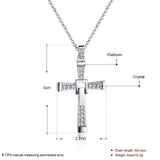 Rose Gold Platinum Plated Necklace Pendant Cross Zirconia 28 Inches 1.5MM B88