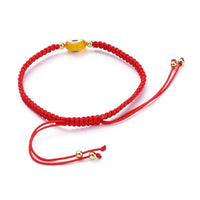 Adjustable Nylon Thread Braided Bead Bracelet Handmade Evil Eye Gold Z143