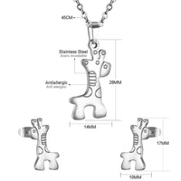 Stainless Steel Women's Unisex Set 18 Inch Necklace Earrings Giraffe Y23