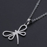 Stainless Steel Pendant Necklace Lobster Clasp Dragonfly Gold 17.71" 1.5mm P90