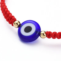 Adjustable Nylon Thread Braided Bead Bracelet Handmade Evil Eye Gold Z143