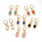 Brass Hoop Earrings Enamel Rhinestone Owl Gold Mixed Color 30mm pin 0.9mm  P598