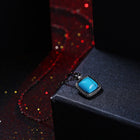 Platinum Plated Necklace Pendant Drop Kallaite Blue 19 Inch 1MM Lobster  B193