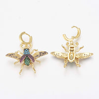 Cubic Zirconia Dangle Earrings Bee Colorful Gold Platinum 34mm pin 1mm  P634