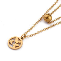 Stainless Steel Double Layer Necklace Pendant Necklace Butterfly 16" Z462