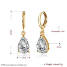 Yellow Gold Platinum Plated Earrings Drop Dangle Zirconia L585