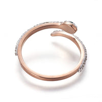 Stainless Steel Cuff Rings Polymer Zirconia Snake Rose Gold Adjustable 16mm A2