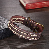 Leather Bracelet Handmade  10 Inches 15MM Belt buckle L479