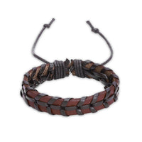 Leather Bracelet Adjustable Size Handmade 14MM Black Brown Lace Up Clasp L474