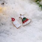 Rose Gold Platinum Enamel Stud Earrings Christmas Tree Candle 17x12mm P133