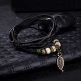 Leather Bracelet Butterfly 8 Inches 15MM Push button  L441