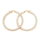 Stainless Steel Hoop Earrings Polymer Clay Rhinestone Gold 1.4" Up To 2.3" P595