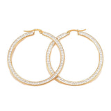 Stainless Steel Hoop Earrings Polymer Clay Rhinestone Gold 1.4" Up To 2.3" P595