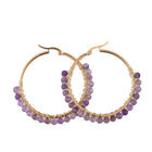 Hoop Earrings Stone Beads Gold Stainless Steel Hoop 50mm Pin 0.6x1mm  P602