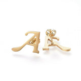 Stainless Steel Pendant 2" Earrings Necklace 17.7" Set Alphabet Letter Gold P814