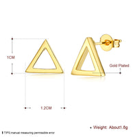 Rose Gold Plated Earrings Triagle Stud Push Back Clasp L514