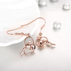 Rose Gold Plated Earrings Drop Dangle  Fish Hook Dolphin .52" L192