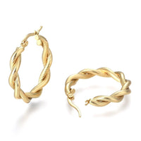 Stainless Steel Hoop Earring Hypoallergenic Ear Nut Twisted Ring Gold  Z287