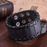 Leather Bracelet Black Brown 9.5 Inches 38MM Push button  L447