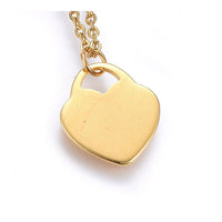 304 Stainless Steel Pendant Necklace Lobster Heart Padlock Gold 17.7' 1.5mm A265