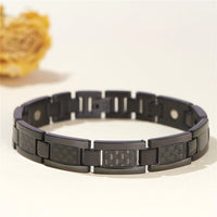 Stainless Steel Panther Chain Watch  Bracelet Carbon Fiber Black 9" A126