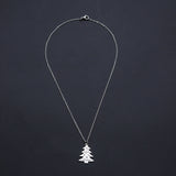 Christmas Stainless Steel Pendant Necklace Lobster Tree Silver 17.7" 1.5mm Z603