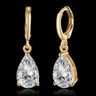 Yellow Gold Platinum Plated Earrings Drop Dangle Zirconia L585