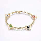 Stainless Steel Bracelet Evil Eye Beads Lobster Heart Gold Silver 8.6" 4mm P226