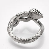 Alloy Cuff Finger Ring Snake Antique Silver Black Size 8 Adjustable 18mm P465