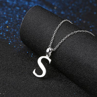 Sterling Silver Plated Necklace Women Pendant Initial Letter Alphabet B375