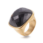 304 Stainless Steel Finger Rings Faceted Glass Clear Size 6~9 16~19mm Z679