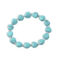 Heart Turquoise Stretch Bracelets Silver Color Plated Iron Finding 57mm  P529