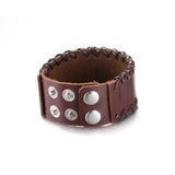 Leather Bracelet Black Brown 9.5 Inches 38MM Push button  L447