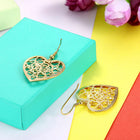 Yellow Gold Platium Plated Earrings Heart Chadelier Fish Hook Clasp L631