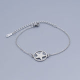 Stainless Steel Pentacle Bracelet Lobster Star Silver Ajustable Z212