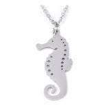 Stainless Steel Pendant Necklace Seahorse Silver 17.5 1.5mm Silver Gold Z625