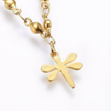 304 Stainless Steel Charm Bracelet Lobster Dragonfly Gold 8.2" 3mm  A92