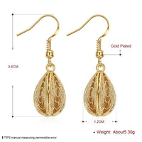 Yellow Gold Platinum Plated Earrings Drop Dangle Fish Hook Clasp L640