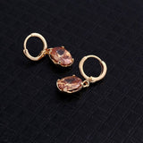 Gold Rhinestone Dangle Hoop Earrings Crystal Brown Red Purple 25x8mm Z267