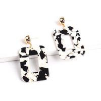 Dangle Earrings Cellulose Acetate Rectangle Gold Black  Red 55x30mm  P646