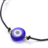 Adjustable Cowhide Cord Bracelet Handmade Evil Eye Gold Z142