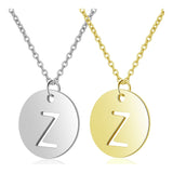 Stainless Steel Initial Pendant Necklace Alphabet Silver Gold Letter 16" A416