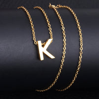 Stainless Steel Women's Unisex 18 Inch Necklace Pendant Letter Lobster Clasp S3