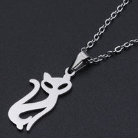 Stainless Steel Pendant Necklace Lobster Clasp Fox Silver Gold 17.71" 1.5mm P76