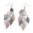 Dangle Earrings Earring Hooks Leaf Gray Blue Green Black 60x27mm P352