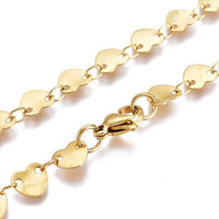 Stainless Steel Link Chain Necklaces Lobster Heart Gold 16.53 inches 42cm Z558