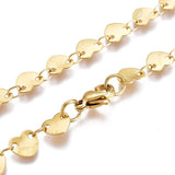 Stainless Steel Link Chain Necklaces Lobster Heart Gold 16.53 inches 42cm Z558