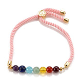 Chakra Adjustable Nylon Cord Slider Bracelet Bracelet Gemstone Gold Blue Z155